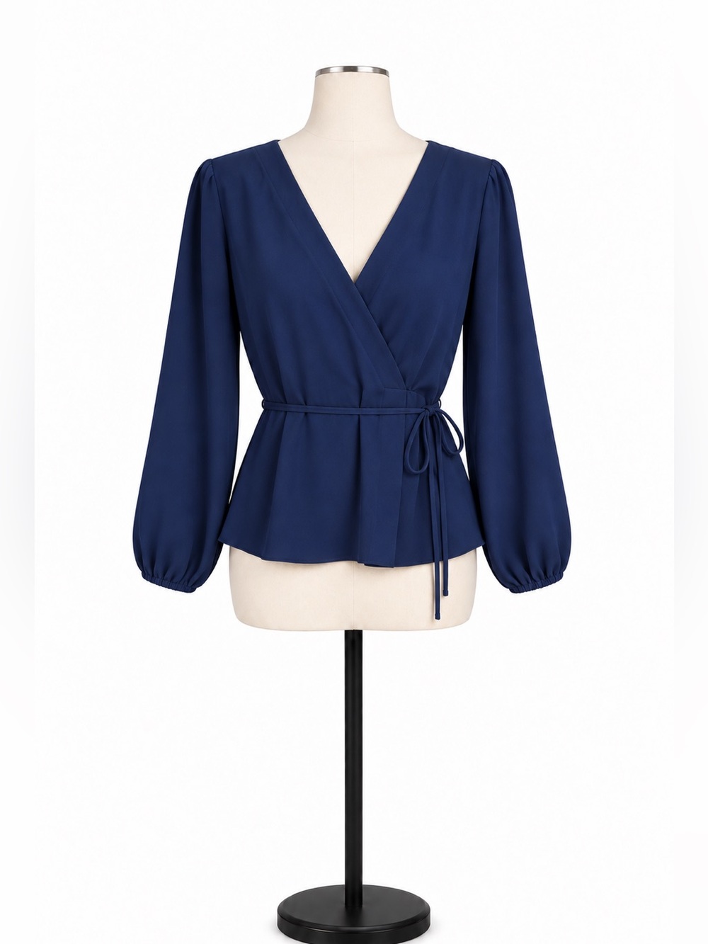 J.Crew Navy Wrap Blouse Size 14 | Long Sleeve V-Neck